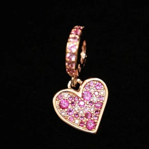 🌺Pandora Pink Crystal Heart Bracelet Charm - Picture 7 of 8